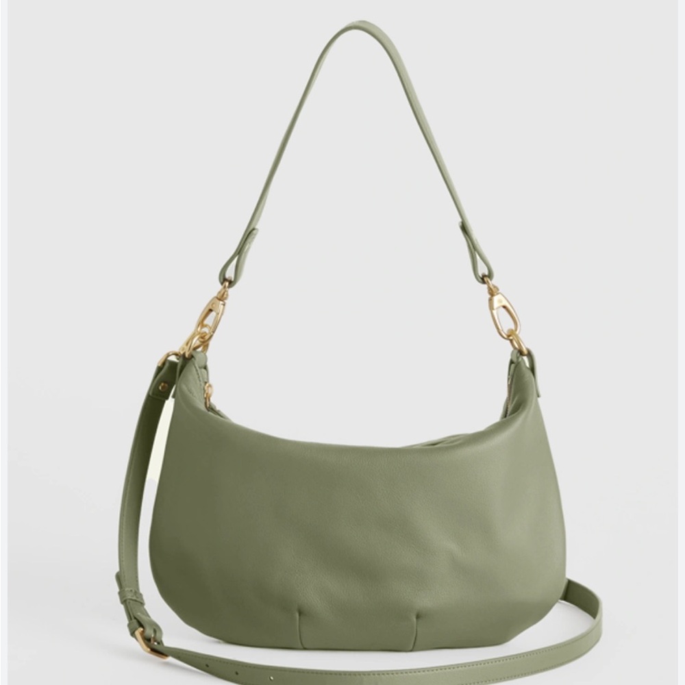 Quince Italian Leather Shoulder Bag - Olive